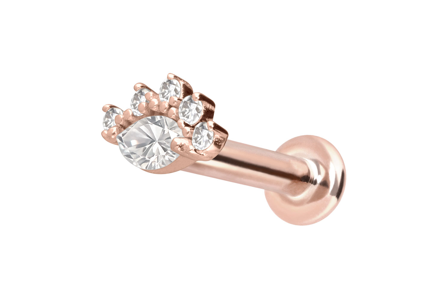 14 Karat Gold Labret Piercing mit Innengewinde MOISSANITE-AUGE